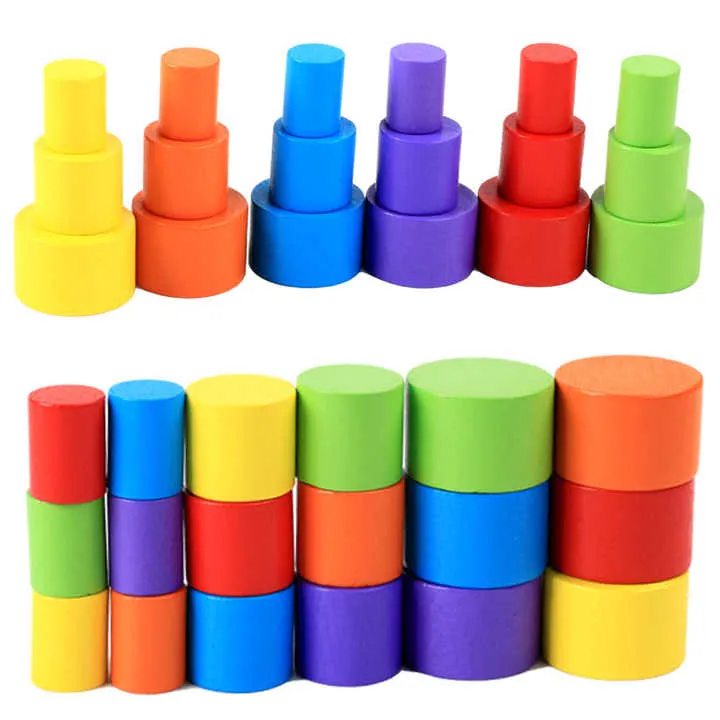 خشبية القمر التوازن كتل الاطفال الملونة كومة . Wooden Moon Balance Blocks Kids Colorful
