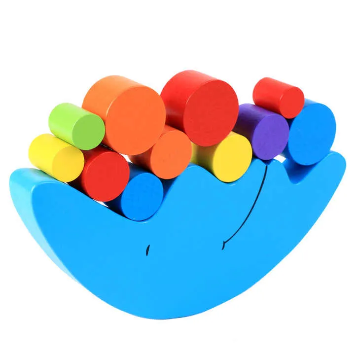 خشبية القمر التوازن كتل الاطفال الملونة كومة . Wooden Moon Balance Blocks Kids Colorful