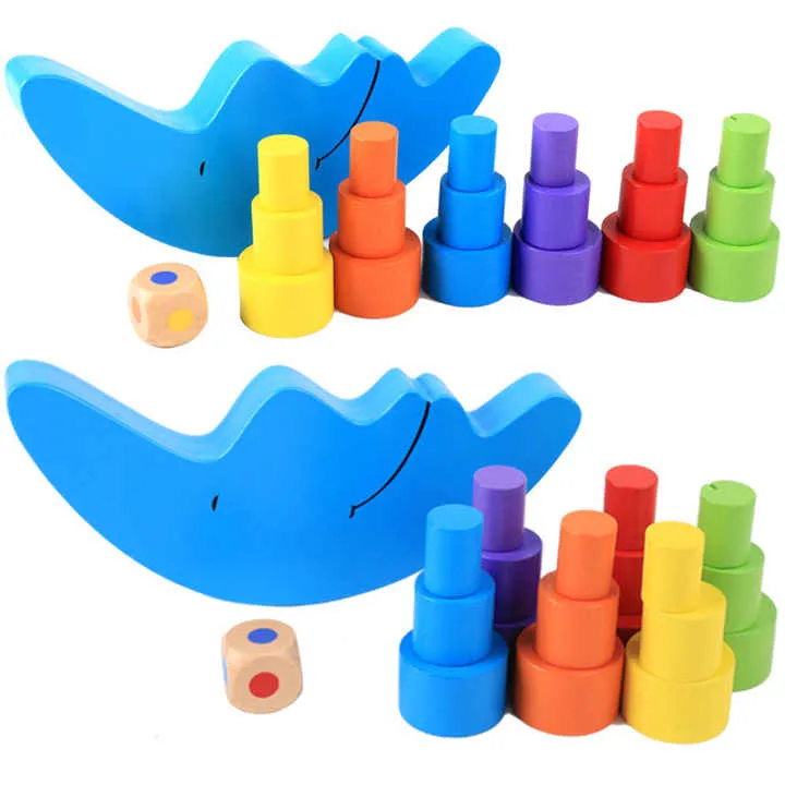 خشبية القمر التوازن كتل الاطفال الملونة كومة . Wooden Moon Balance Blocks Kids Colorful