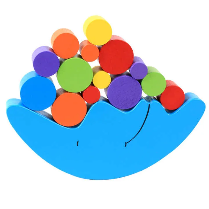 خشبية القمر التوازن كتل الاطفال الملونة كومة . Wooden Moon Balance Blocks Kids Colorful