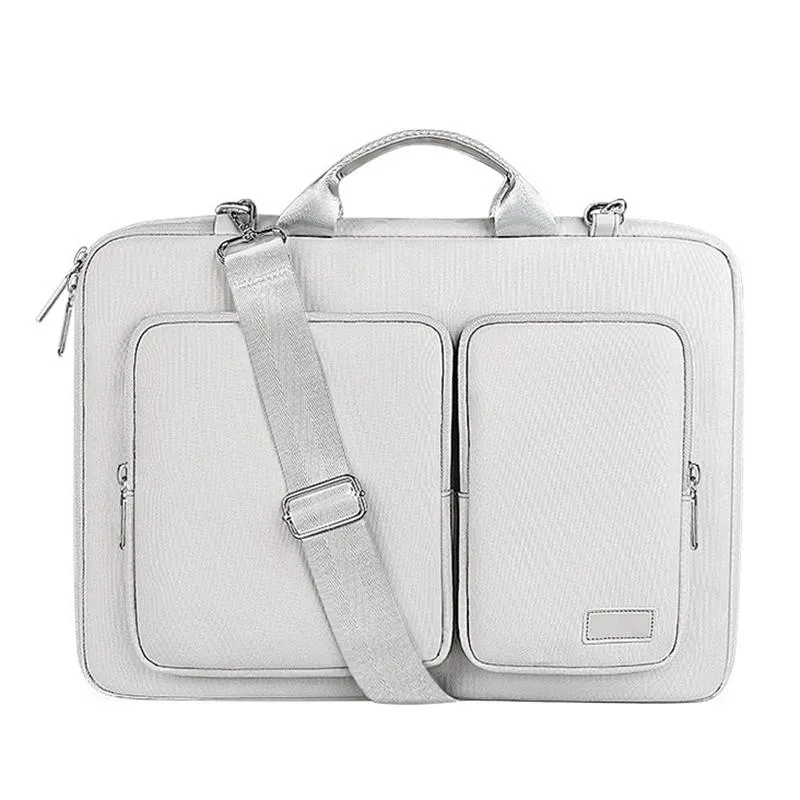 15.6 Inch Detachable Shoulder Laptop Bag | Thickened Polyester | Silver Gray