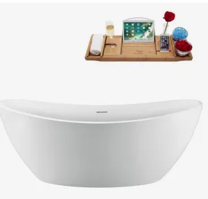 63'' 159 Freestanding Tub and Tray With Internal Drain