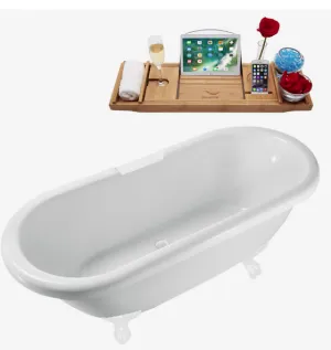 67" 3211 Clawfoot Tub and Tray With Internal Drain