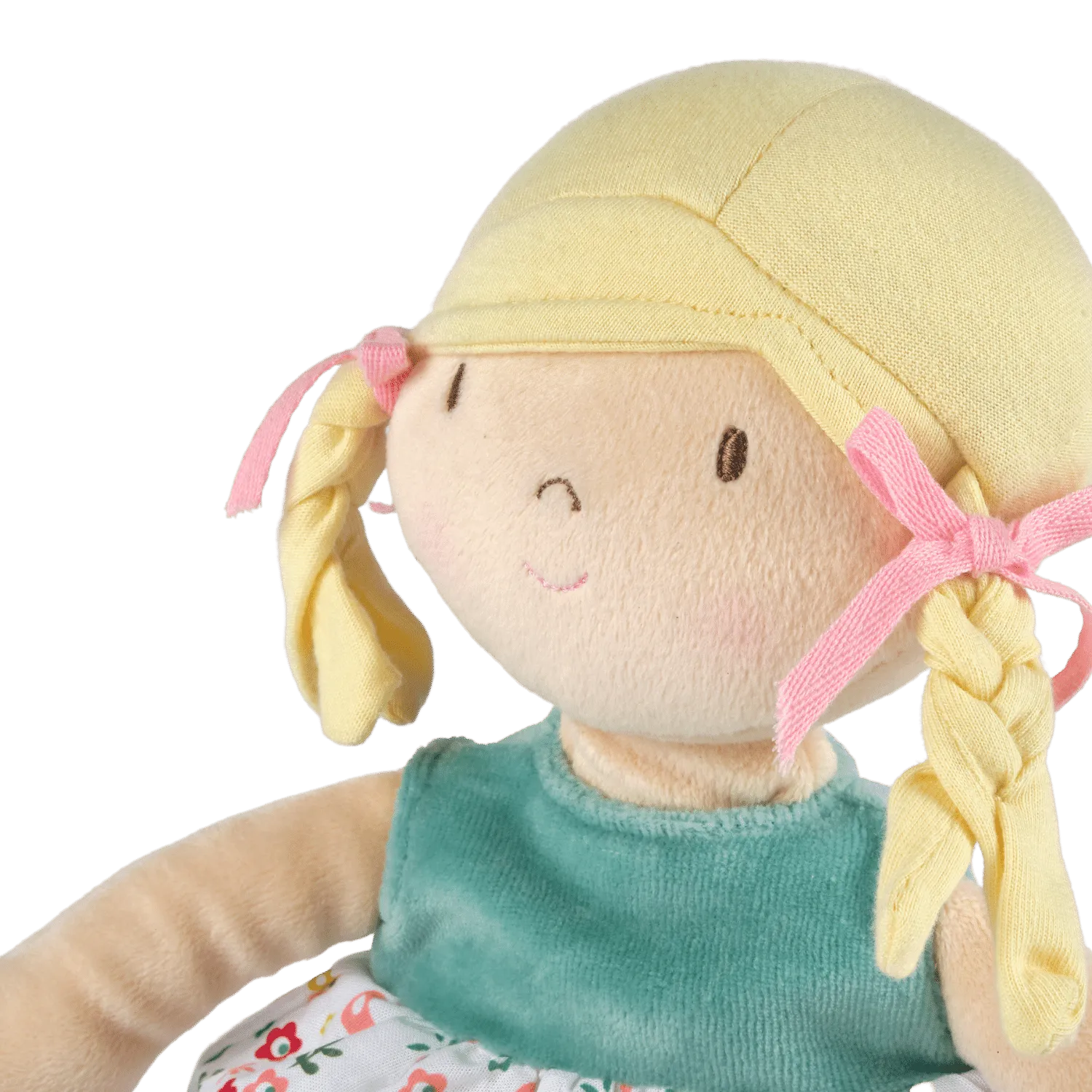 Abby Blonde Hair Doll - In Blue and  Flower Printed Dress with Heat Pack