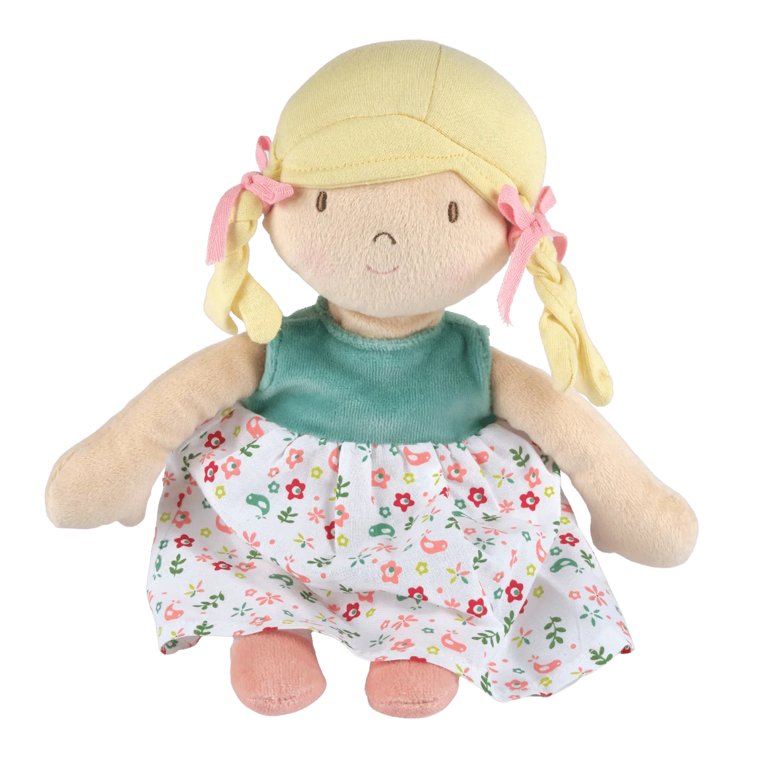 Abby Blonde Hair Doll - In Blue and  Flower Printed Dress with Heat Pack