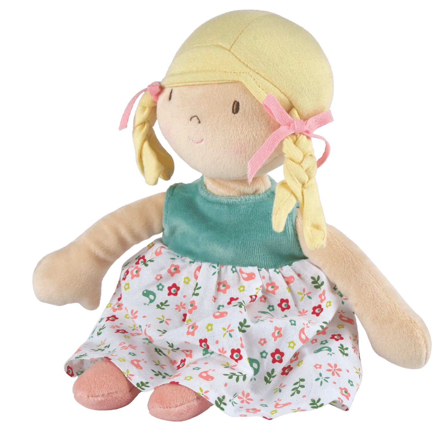 Abby Blonde Hair Doll - In Blue and  Flower Printed Dress with Heat Pack