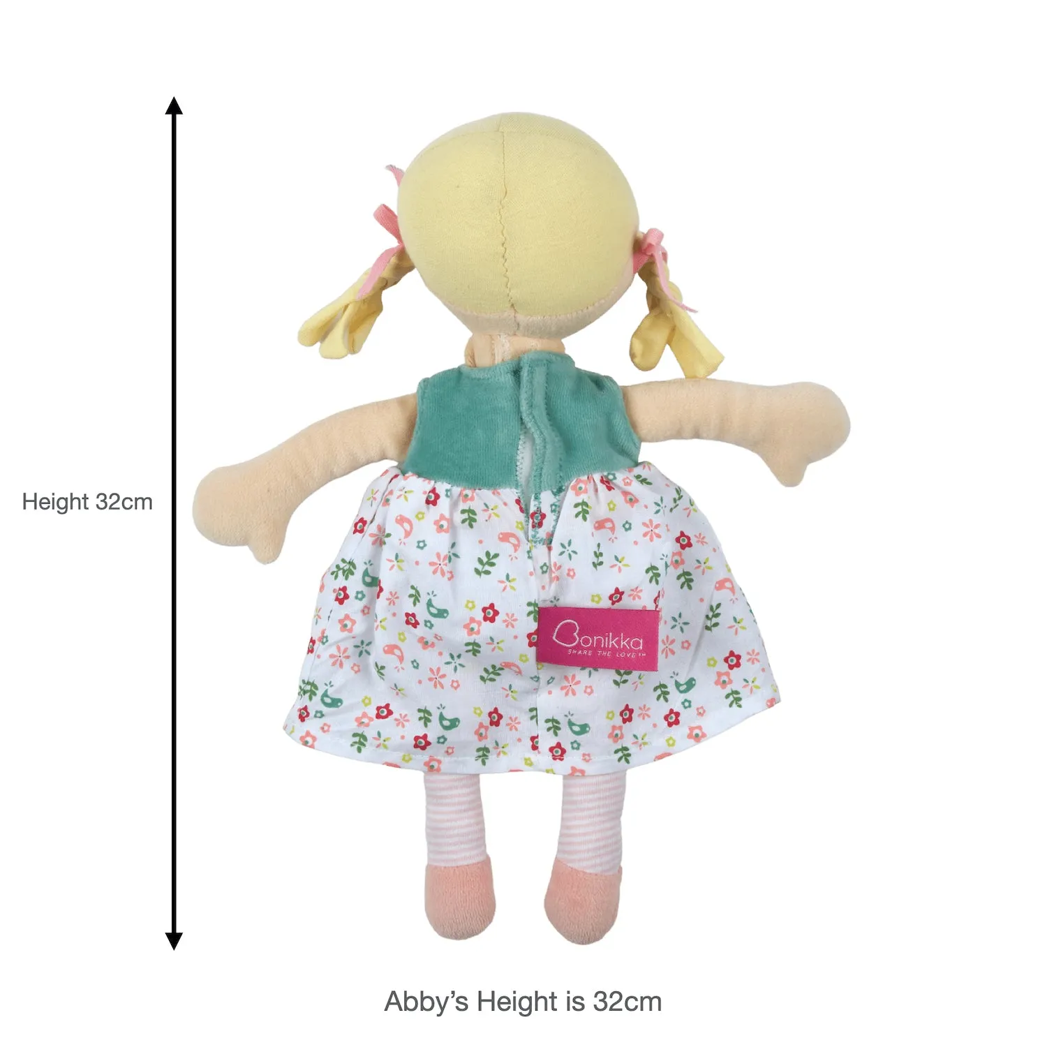 Abby Blonde Hair Doll - In Blue and  Flower Printed Dress with Heat Pack