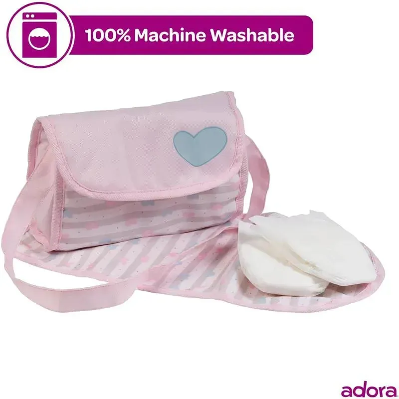Adora - Baby Doll Diaper Bag, Includes Changing Mat and 2 Doll Diapers, Classic Pastel Pink