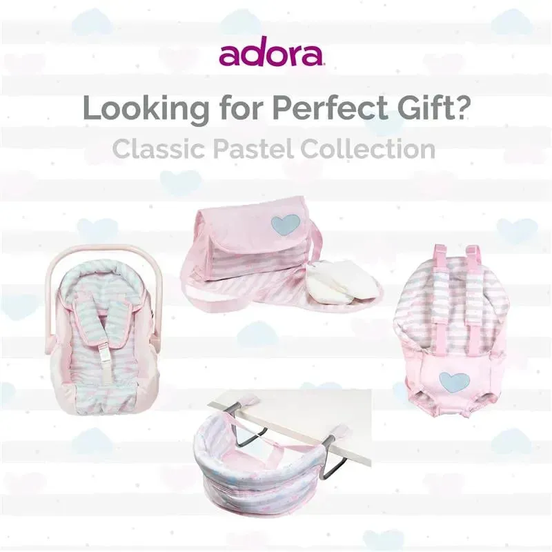 Adora - Baby Doll Diaper Bag, Includes Changing Mat and 2 Doll Diapers, Classic Pastel Pink