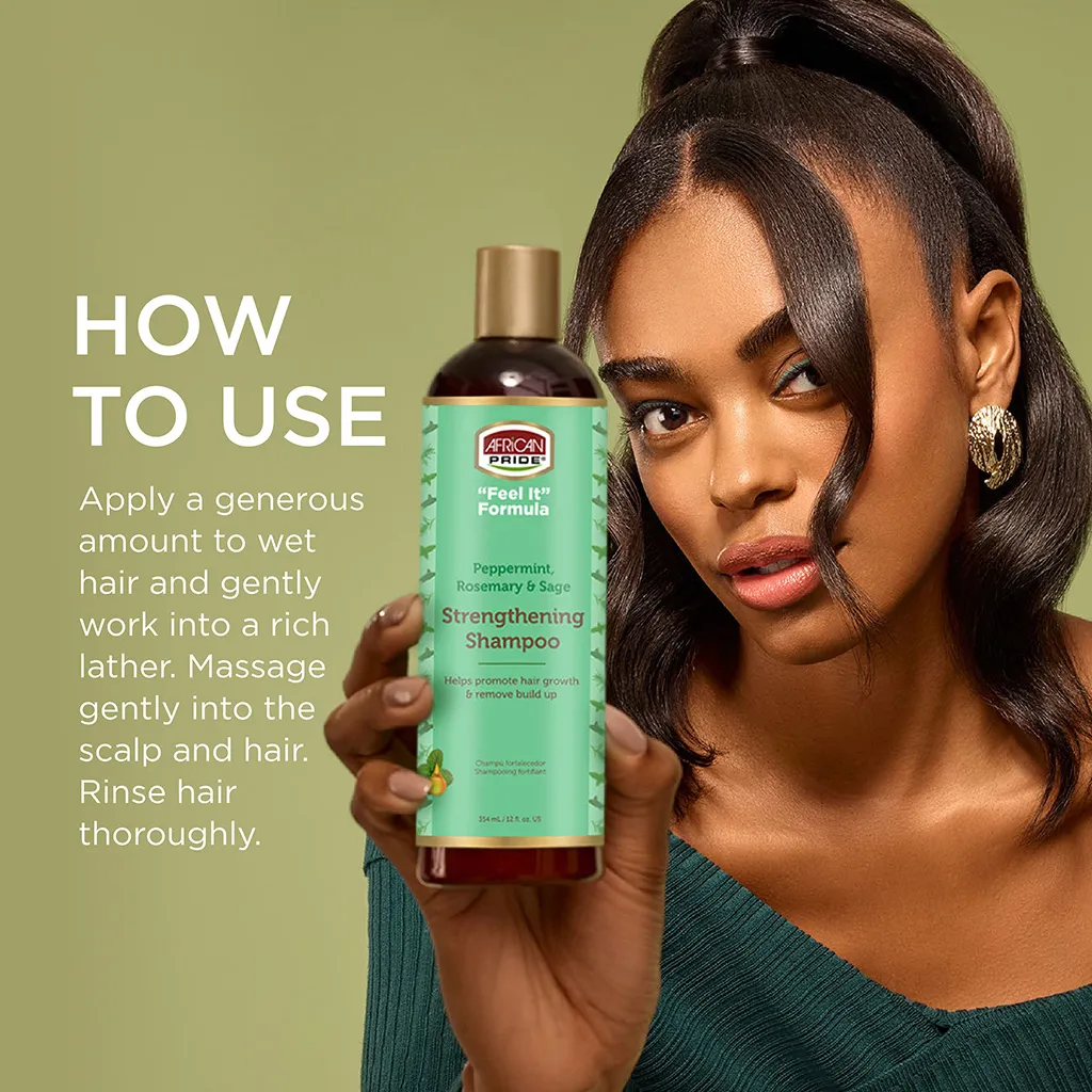 African Pride "Feel It" Formula Strengthening Shampoo 12oz