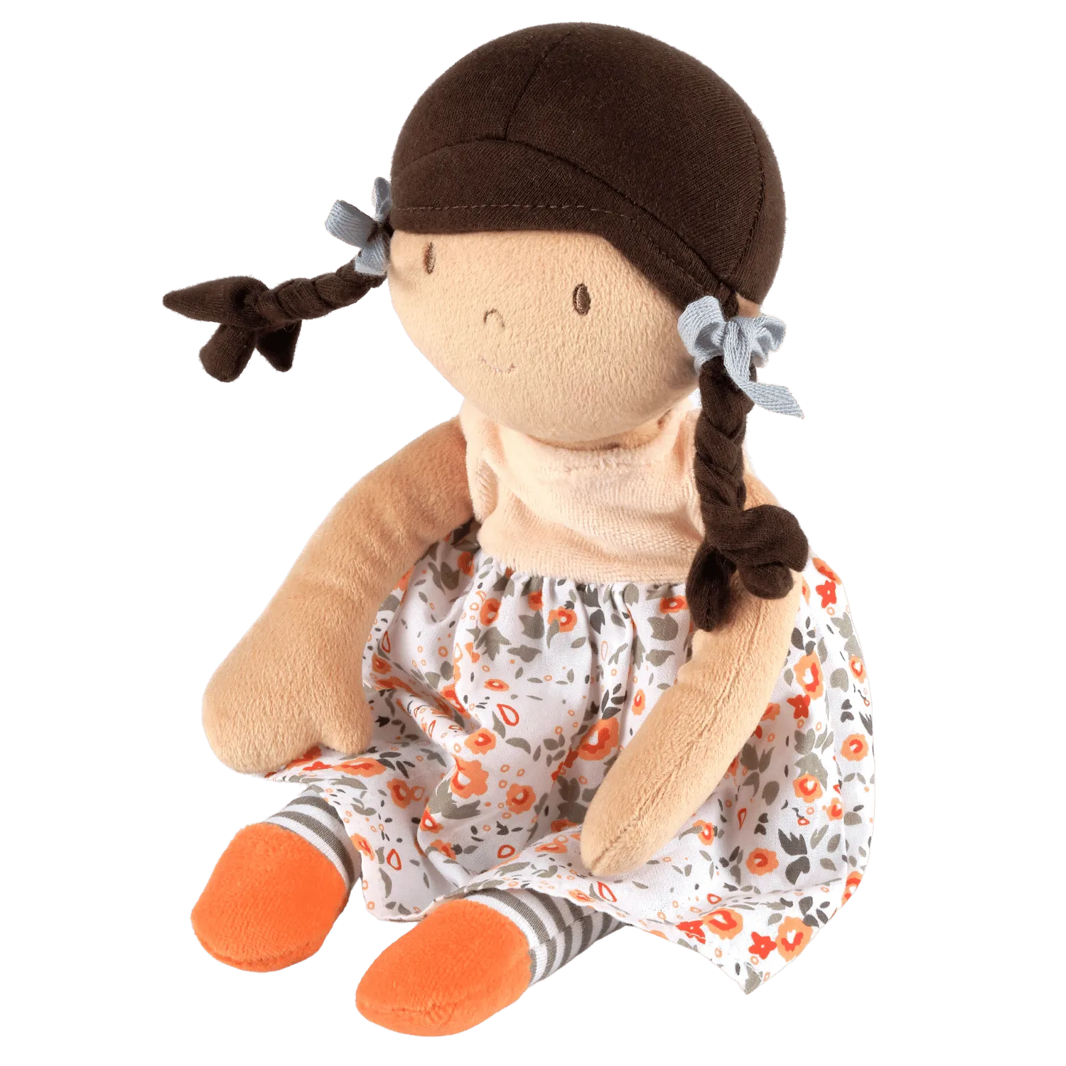 Aleah Black Hair Doll - In Peach andFlower Printed Dress with Heat Pack