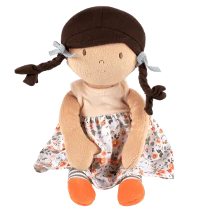 Aleah Black Hair Doll - In Peach andFlower Printed Dress with Heat Pack