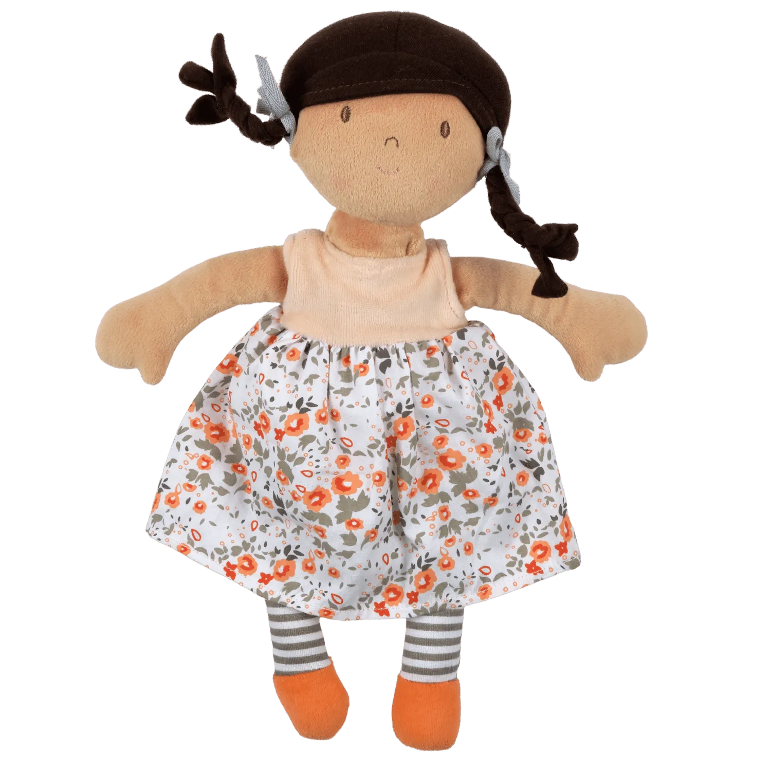 Aleah Black Hair Doll - In Peach andFlower Printed Dress with Heat Pack