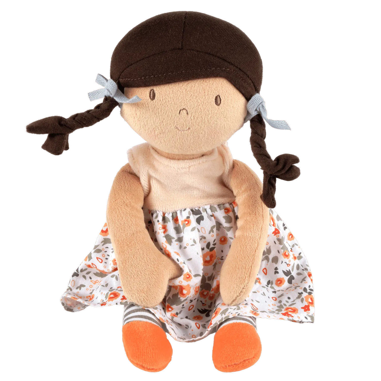 Aleah Black Hair Doll - In Peach andFlower Printed Dress with Heat Pack