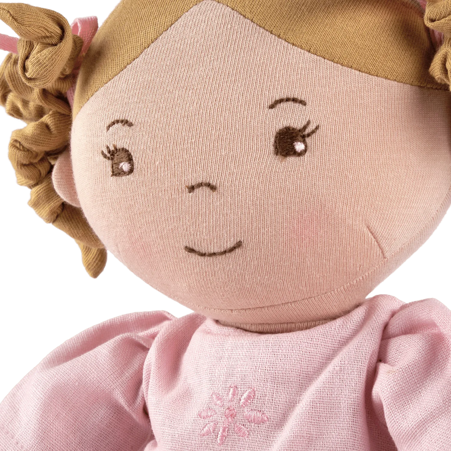 Amelia - Lt. brown hair Doll with Pink Linen dress