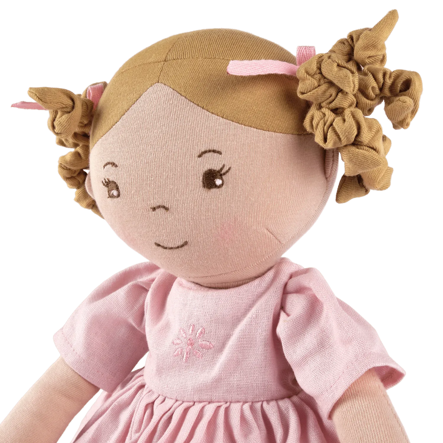 Amelia - Lt. brown hair Doll with Pink Linen dress