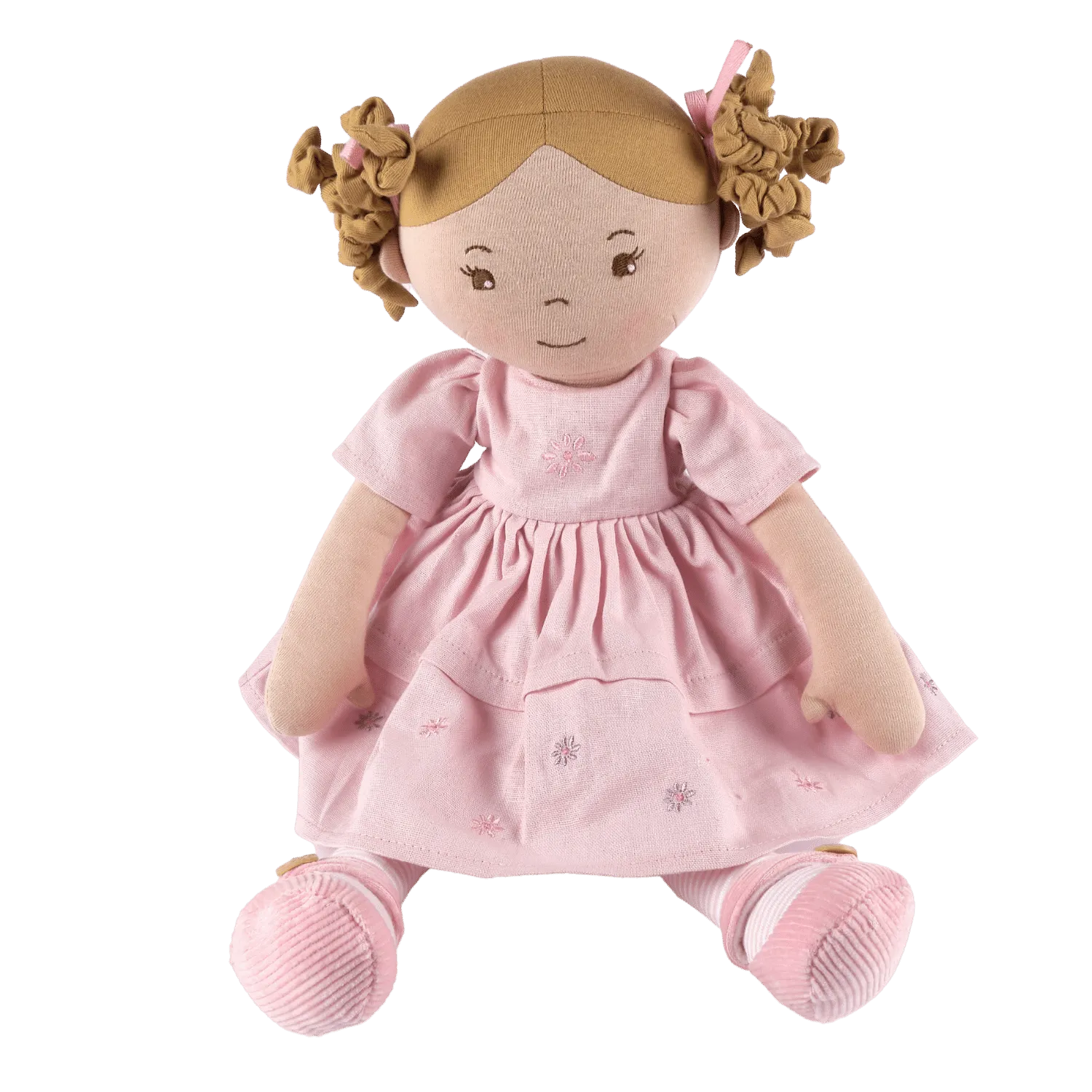 Amelia - Lt. brown hair Doll with Pink Linen dress