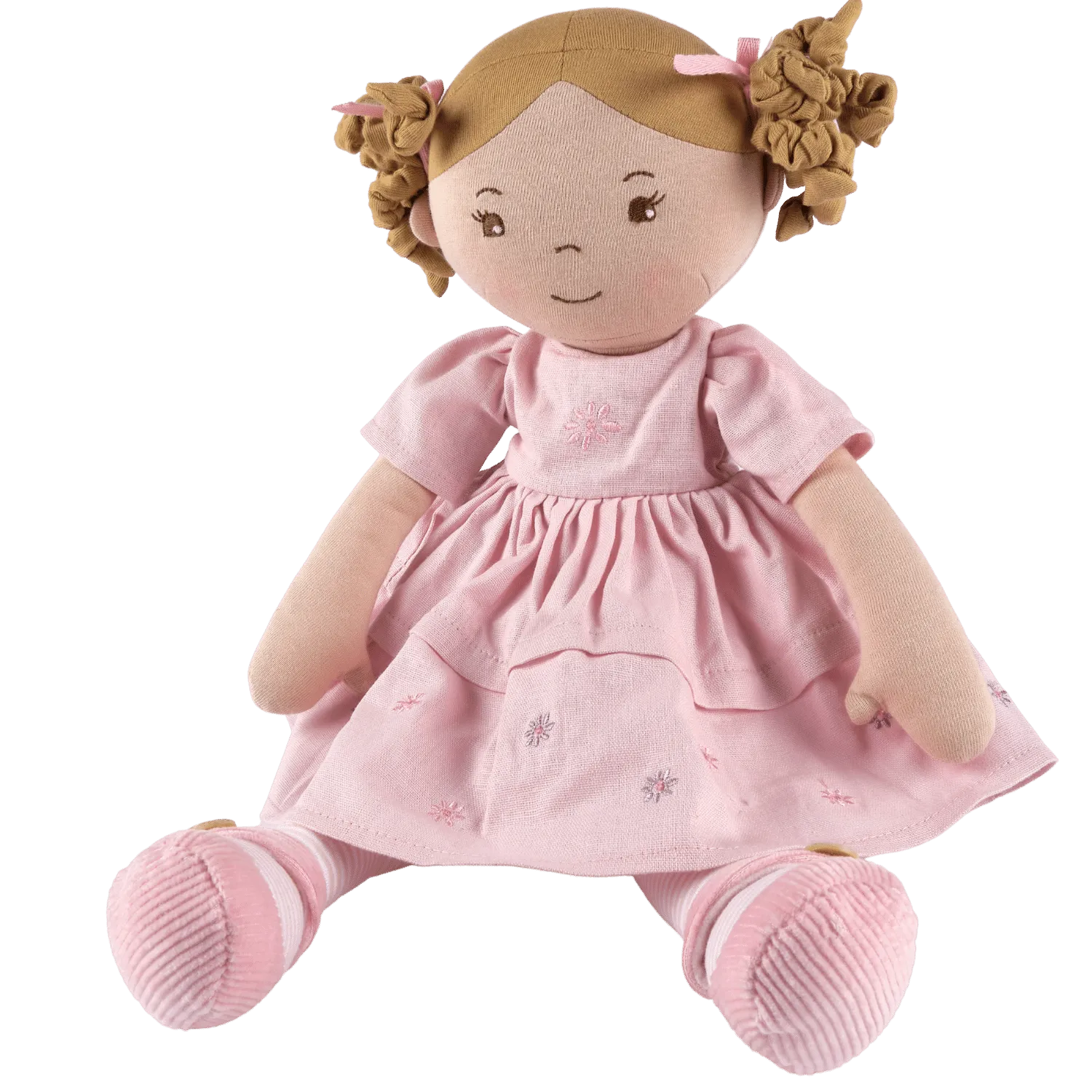 Amelia - Lt. brown hair Doll with Pink Linen dress
