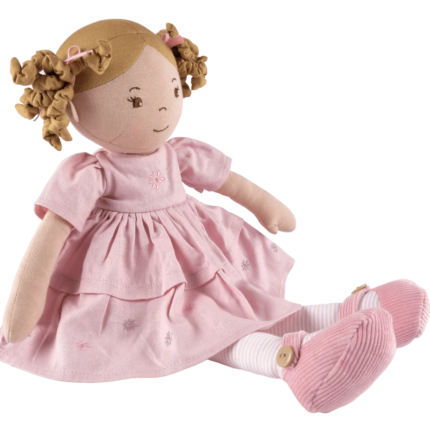 Amelia - Lt. brown hair Doll with Pink Linen dress