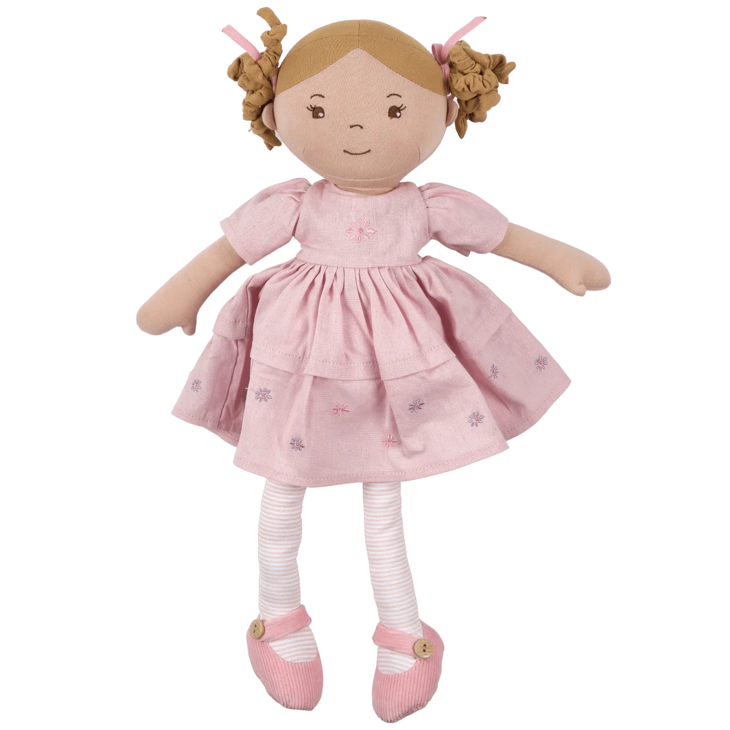 Amelia - Lt. brown hair Doll with Pink Linen dress