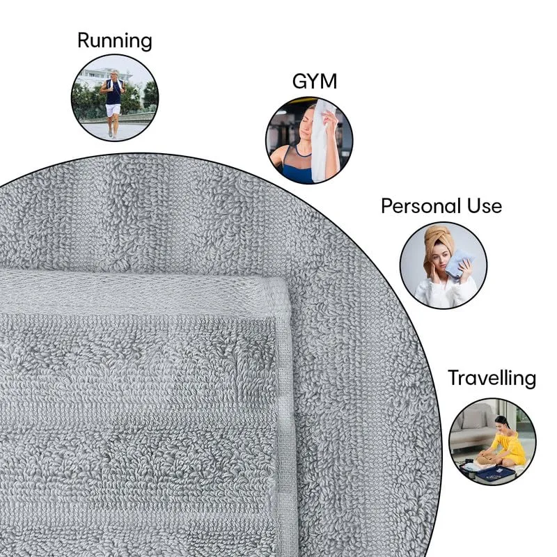 Anko Australia 100% Cotton 700 GSM Ribbed Face Towel | Set of 8 | Super-Soft, Absorbent, Quick-Drying | Grey Towel for Men, Women & Kids | 33x33 cm |Travel, Gym, Spa Towel
