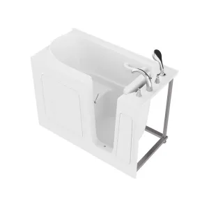 ANZZI 26 in. x 53 in. Right Drain Quick Fill Walk-In Soaking Tub in White