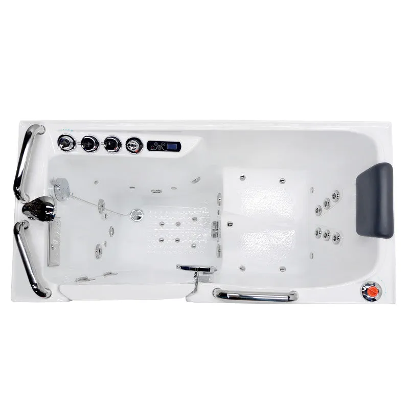 ANZZI 27 in. x 53 in. Right Drain Walk-In Whirlpool and Air Tub with Total Spa Suite in White