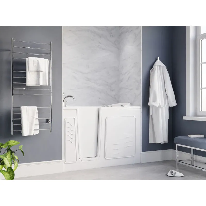 ANZZI 30 in. x 53 in. Left Drain Quick Fill Walk-In Whirlpool Tub with Powered Fast Drain in White