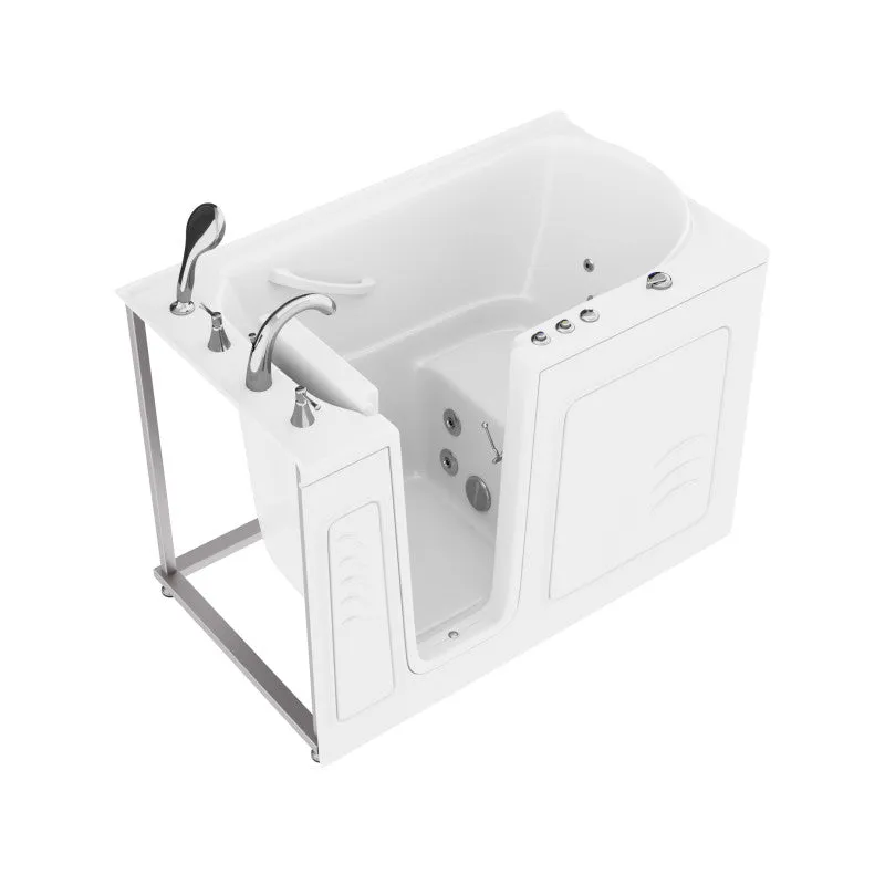ANZZI 30 in. x 53 in. Left Drain Quick Fill Walk-In Whirlpool Tub with Powered Fast Drain in White
