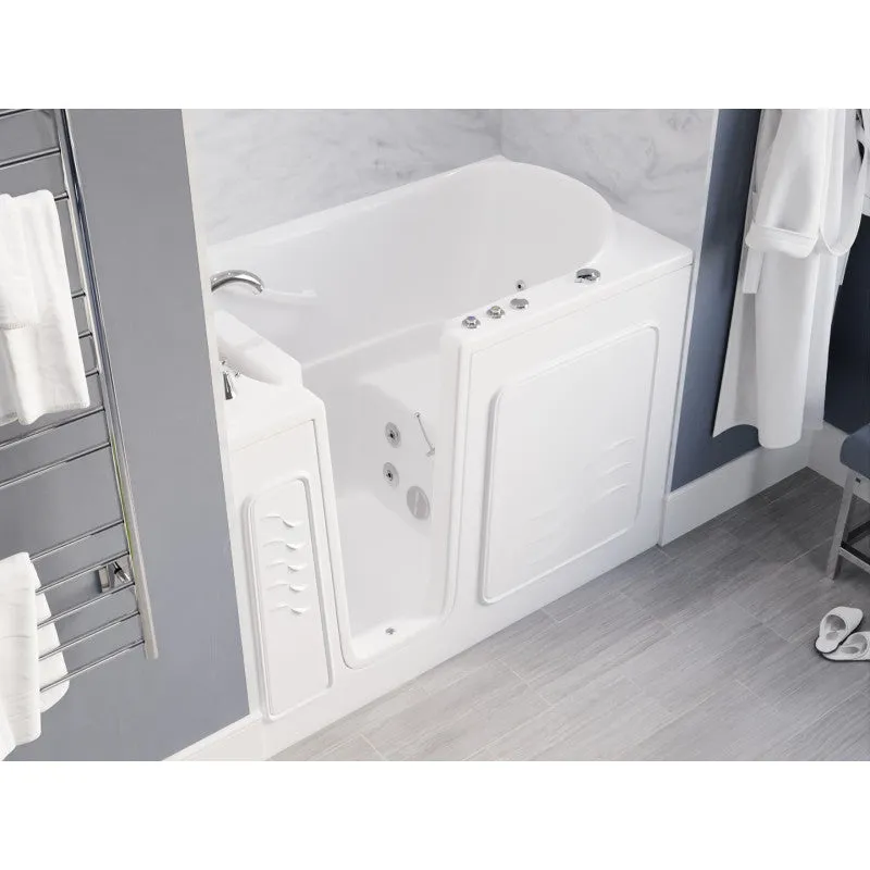 ANZZI 30 in. x 53 in. Left Drain Quick Fill Walk-In Whirlpool Tub with Powered Fast Drain in White