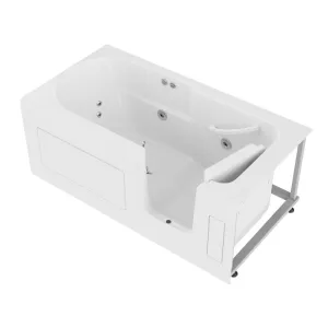 ANZZI 30 in. x 60 in. Right Drain Step-In Walk-In Whirlpool Tub with Low Entry Threshold in White