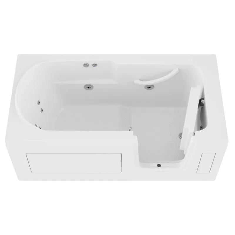 ANZZI 30 in. x 60 in. Right Drain Step-In Walk-In Whirlpool Tub with Low Entry Threshold in White