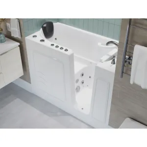 ANZZI 53 - 60 in. x 26 in. Right Drain Air and Whirlpool Jetted Walk-in Tub in White