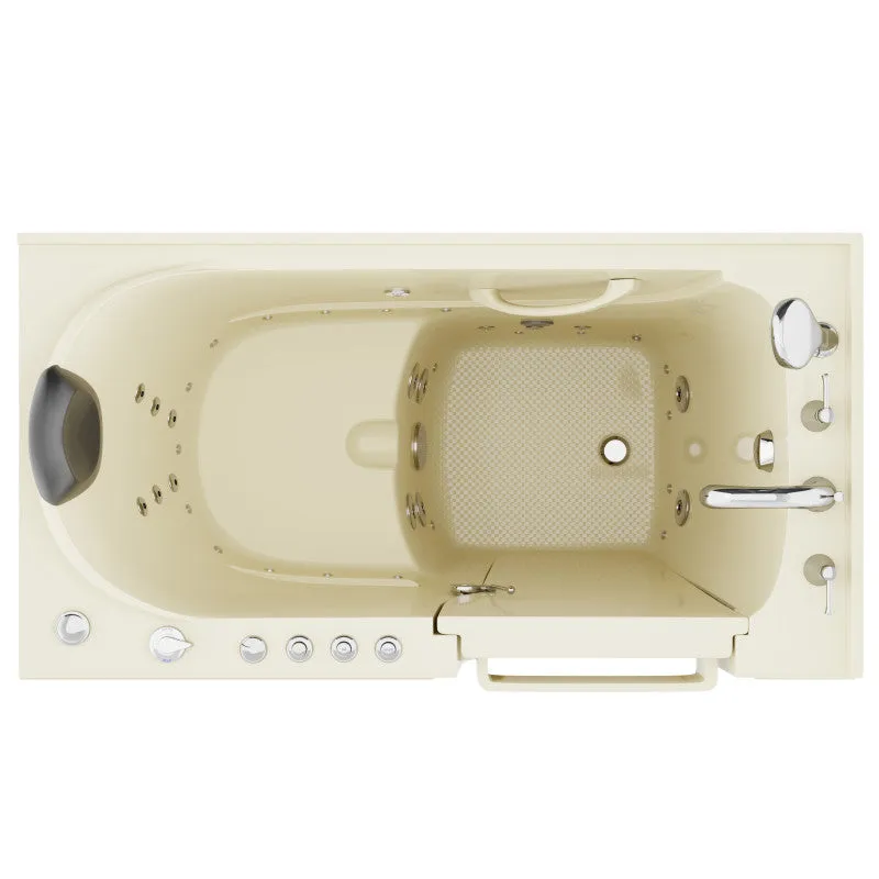 ANZZI Coupe Premier 53 - 60 in x 28 in. Right Drain Air and Whirlpool Jetted Walk-in Tub in Biscuit