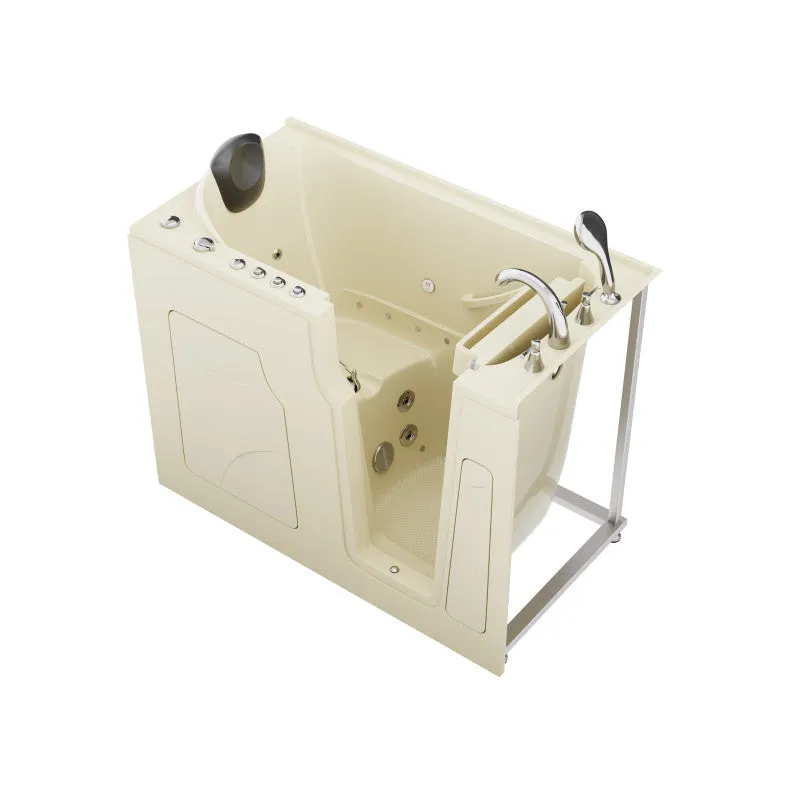 ANZZI Coupe Premier 53 - 60 in x 28 in. Right Drain Air and Whirlpool Jetted Walk-in Tub in Biscuit