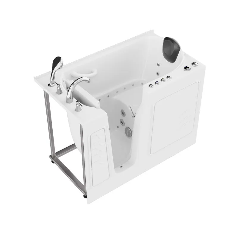 ANZZI Coupe Series 29 in. x 52 in. Left Drain Quick Fill Walk-In Whirlpool and Air Tub with Powered Fast Drain in White