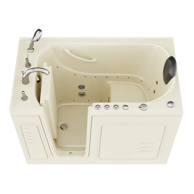 ANZZI Coupe Series 30 in. x 53 in. Left Drain Quick Fill Walk-In Whirlpool and Air Tub with Powered Fast Drain in Biscuit