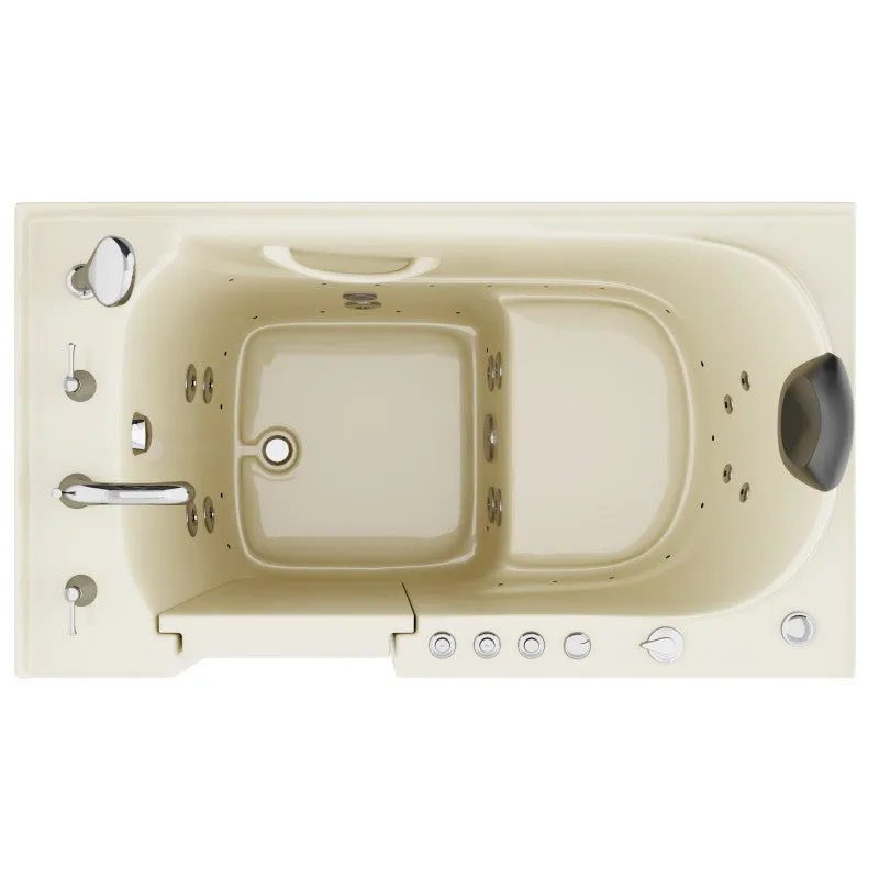 ANZZI Coupe Series 30 in. x 53 in. Left Drain Quick Fill Walk-In Whirlpool and Air Tub with Powered Fast Drain in Biscuit