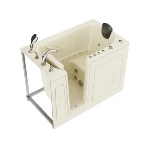 ANZZI Coupe Series 30 in. x 53 in. Left Drain Quick Fill Walk-In Whirlpool and Air Tub with Powered Fast Drain in Biscuit