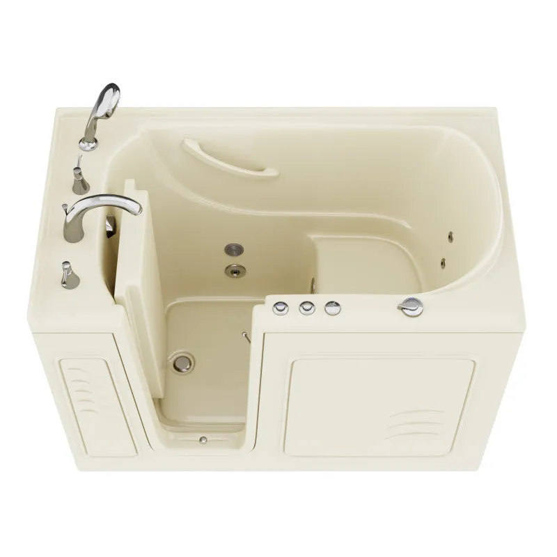 ANZZI Coupe Series 30 in. x 53 in. Left Drain Quick Fill Walk-In Whirlpool Tub with Powered Fast Drain in Biscuit