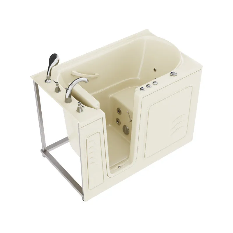 ANZZI Coupe Series 30 in. x 53 in. Left Drain Quick Fill Walk-In Whirlpool Tub with Powered Fast Drain in Biscuit