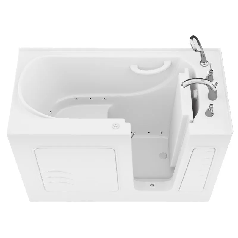 ANZZI Value Series 26 in. x 53 in. Right Drain Quick Fill Walk-In Air Tub in White