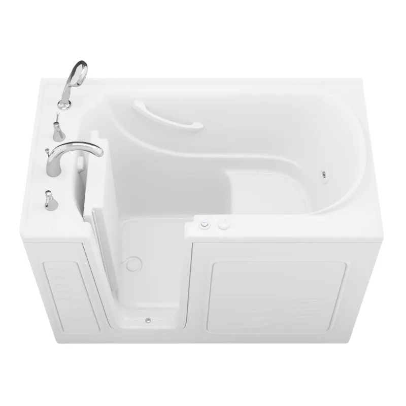 ANZZI Value Series 30 in. x 53 in. Left Drain Quick Fill Walk-in Whirlpool Tub in White