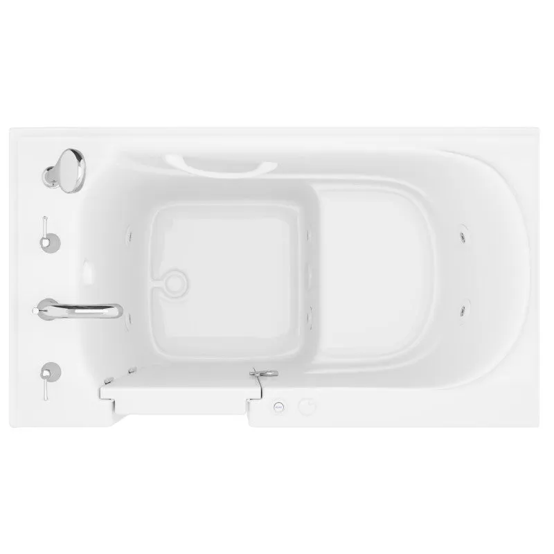 ANZZI Value Series 30 in. x 53 in. Left Drain Quick Fill Walk-in Whirlpool Tub in White