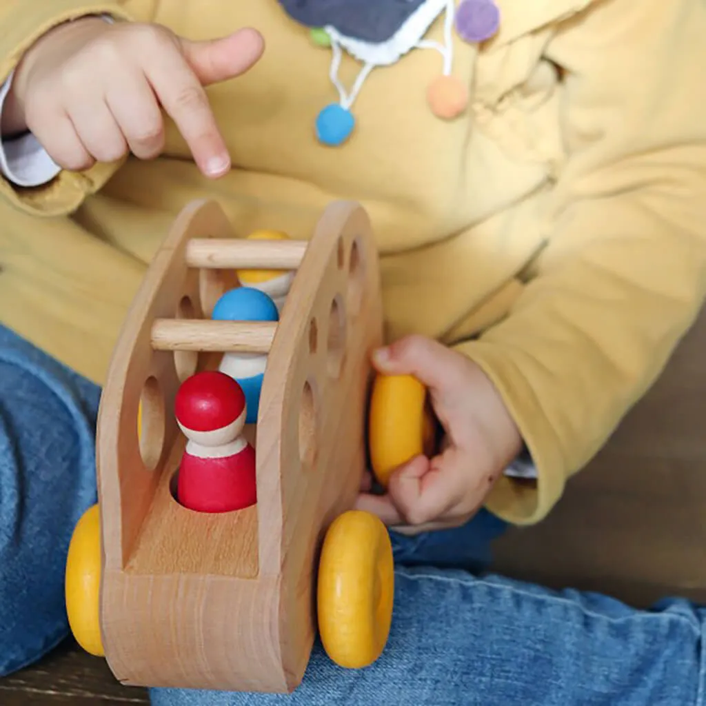 Authentic Grimm's Wooden Bus Toy Natural