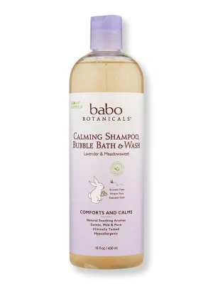 Babo Botanicals Calming Shampoo, Bubble Bath & Wash 15 oz