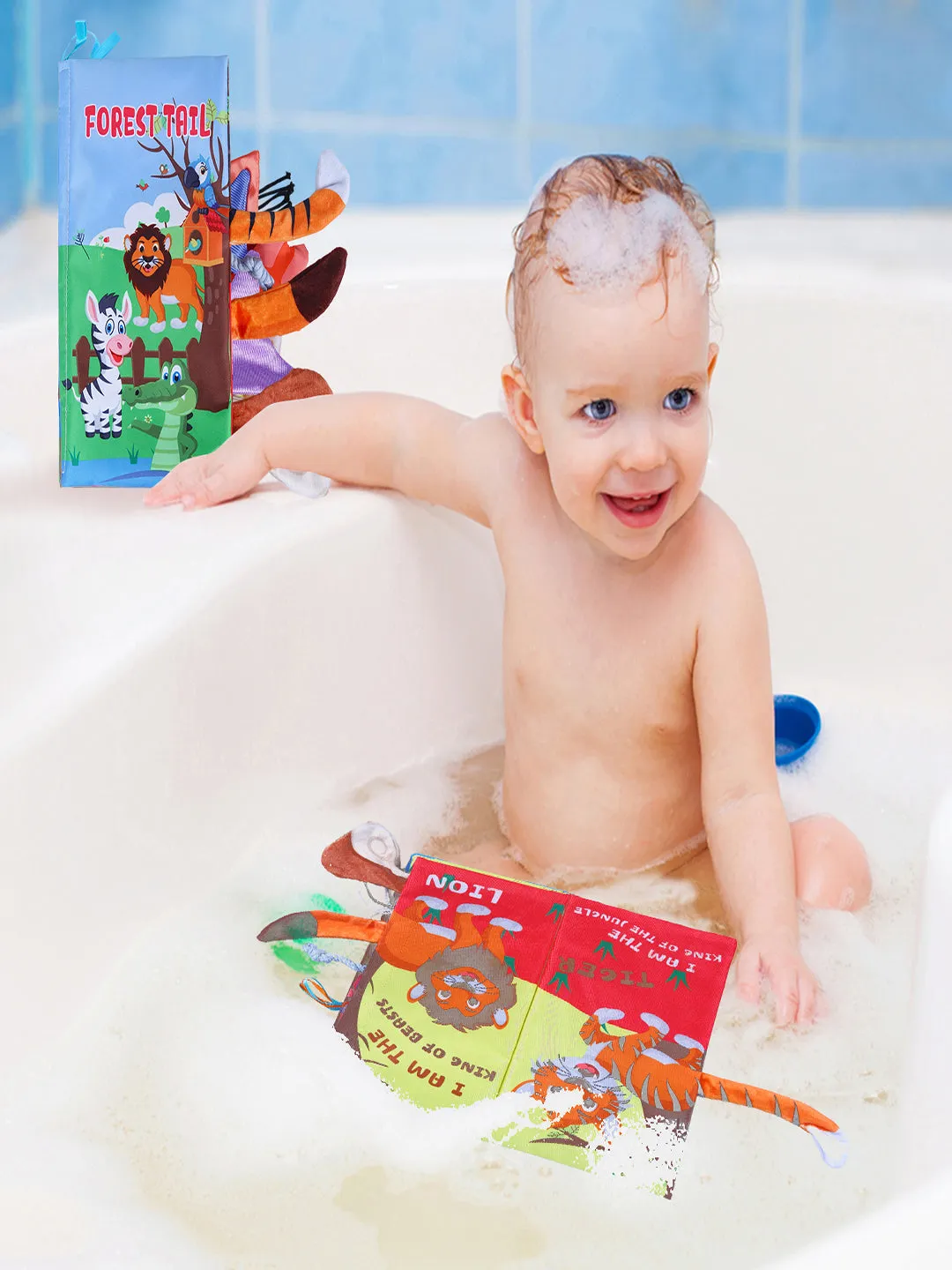 Baby Moo Forest Tail Early Children Sensory Development Interactive 3D Cloth Book With Rustle Paper - Multicolour