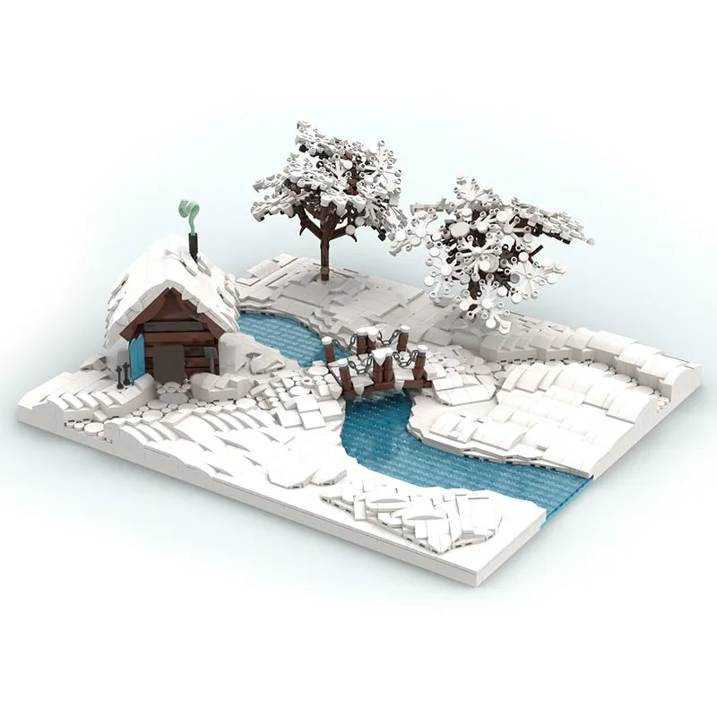BuildMOC The Medieval Architecture Winter Chapel Building Blocks Christmas Church House Bricks Toys For Children Birthday Gifts