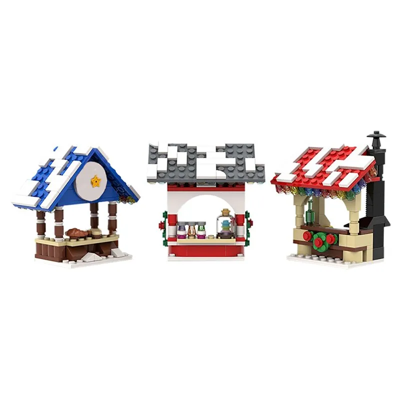 BuildMOC The Medieval Architecture Winter Chapel Building Blocks Christmas Church House Bricks Toys For Children Birthday Gifts