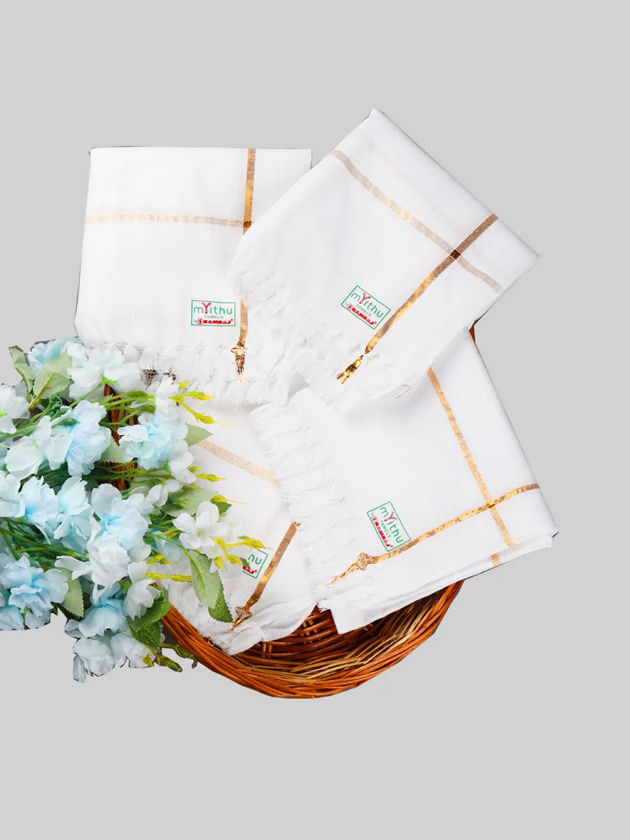 Cotton White Festival Towel (3 Pcs Pack)